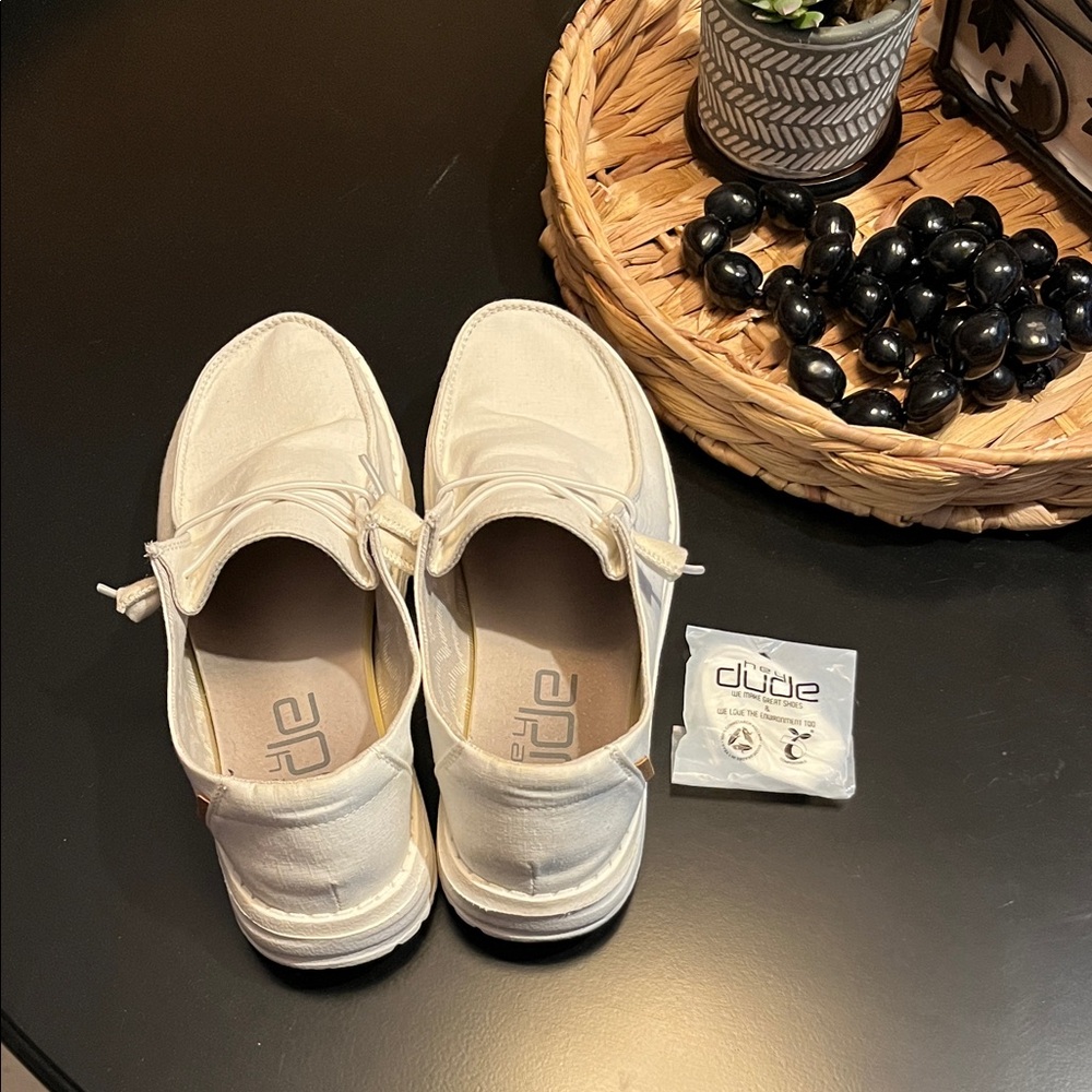 Hey Dude White Slip-On Shoes